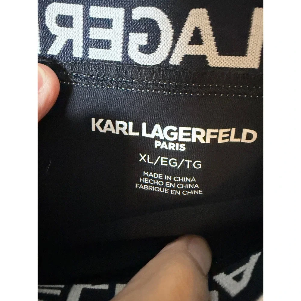 Karl Lagerfeld Paris Mens Black Logo Graphic Leggings XL Activewear Pants
